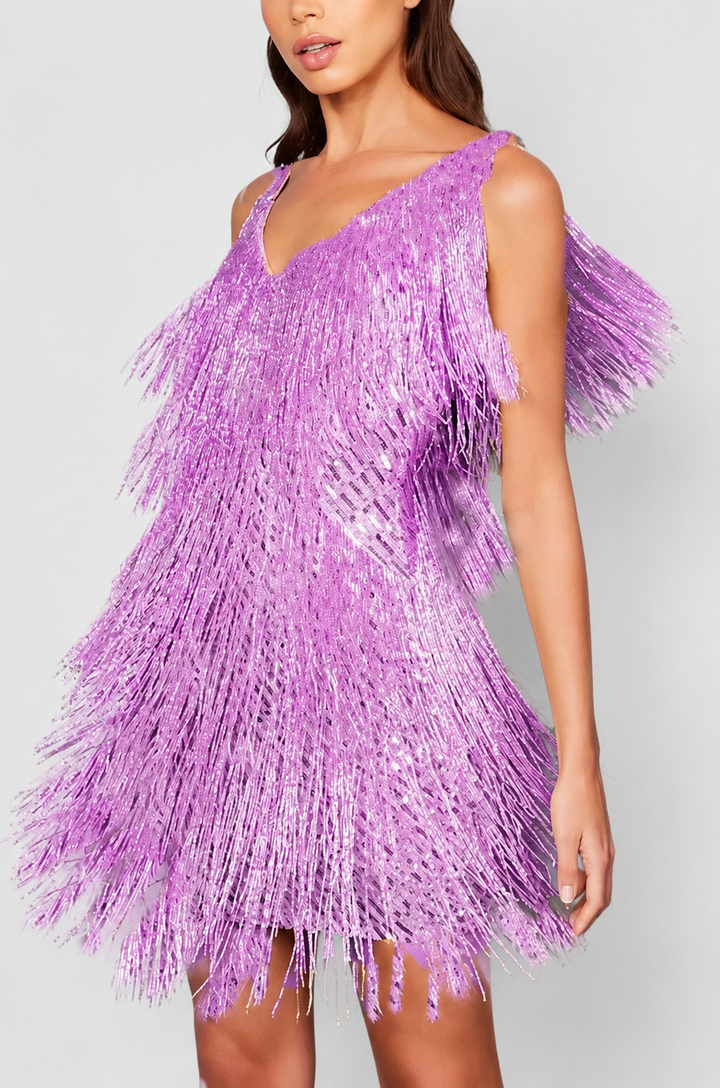 Women’s A-Line Cocktail Dress with Fringe Detailing