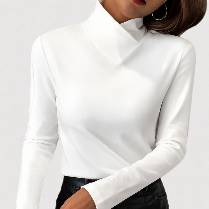 Women’s Turtleneck Sweater with Sculpted Neckline and Soft-Touch Fabric