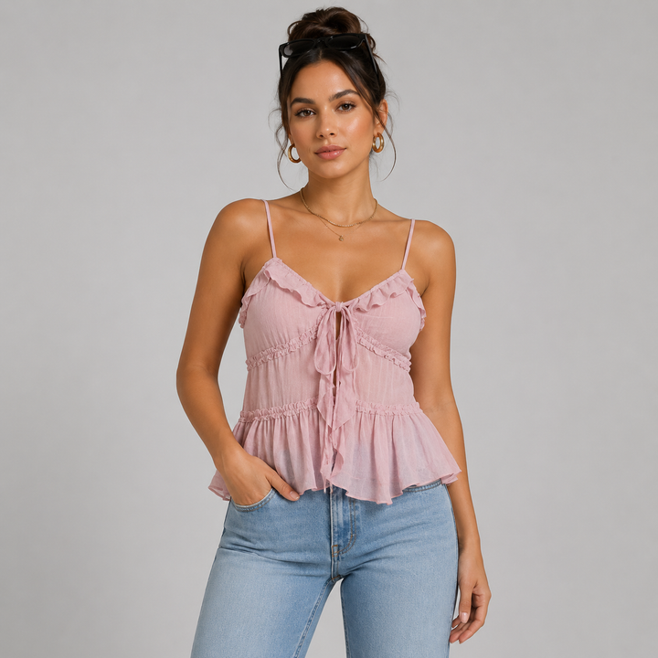 Women’s Layered Semi-Sheer Camisole with Slim Fit Design