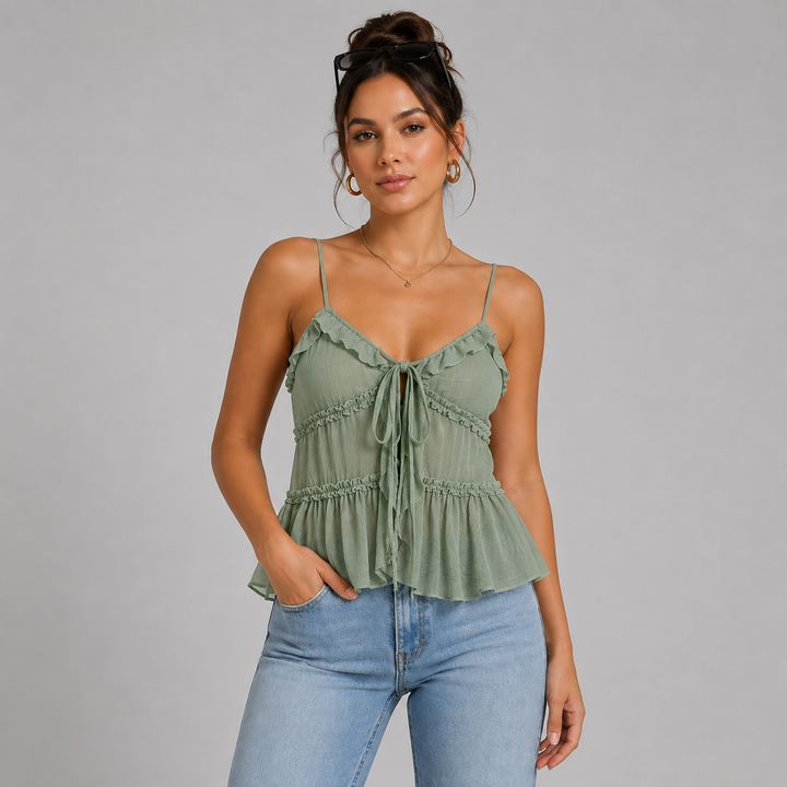 Women’s Layered Semi-Sheer Camisole with Slim Fit Design