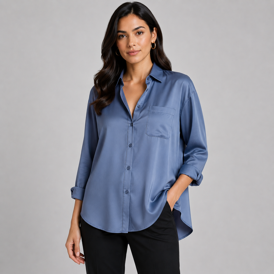 Women’s Charmeuse Blouse with Fluid Drape and Lightweight Design