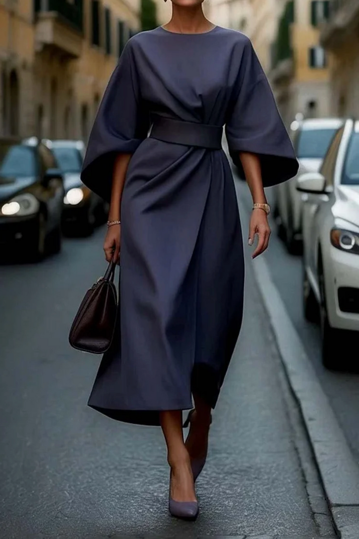 Dress | Lantern Sleeves, Waist-Cinching Belt 0