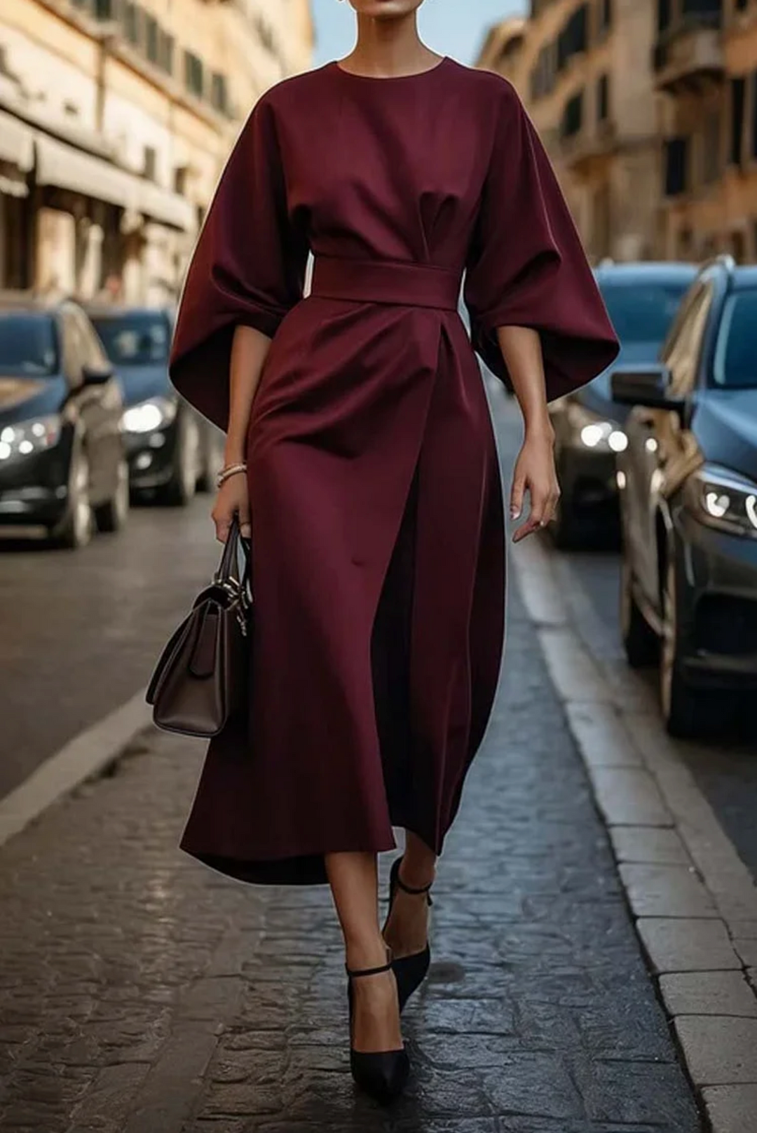 Dress | Lantern Sleeves, Waist-Cinching Belt 4