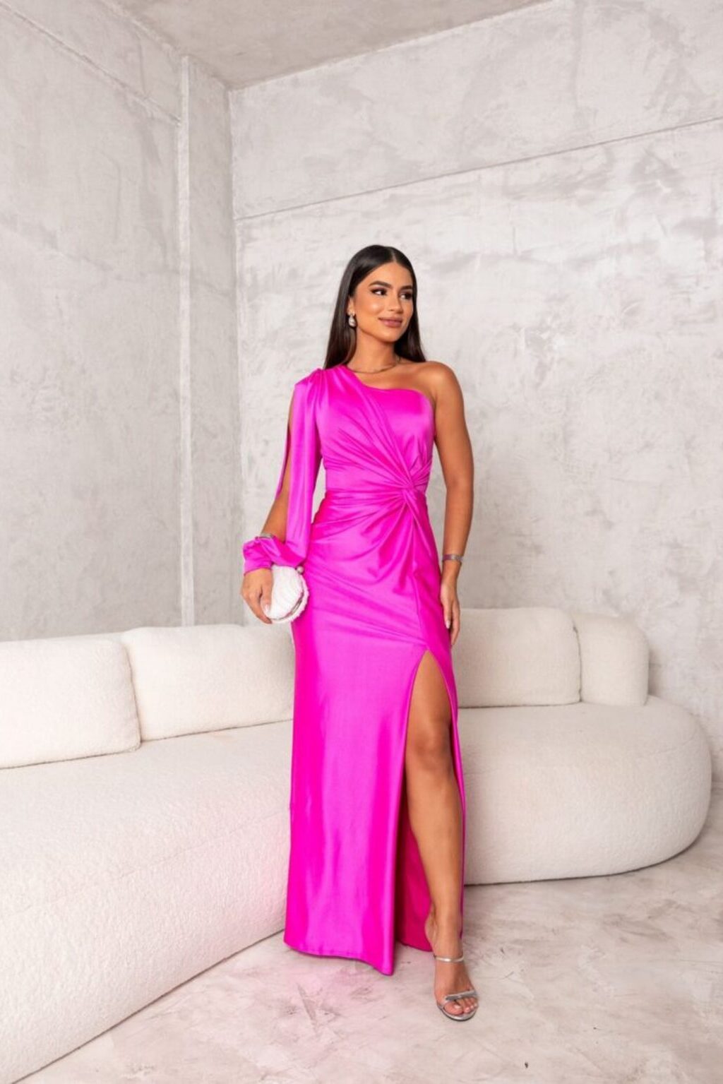 Evening Gown | One-Shoulder Design, Flowing Sleeves 5