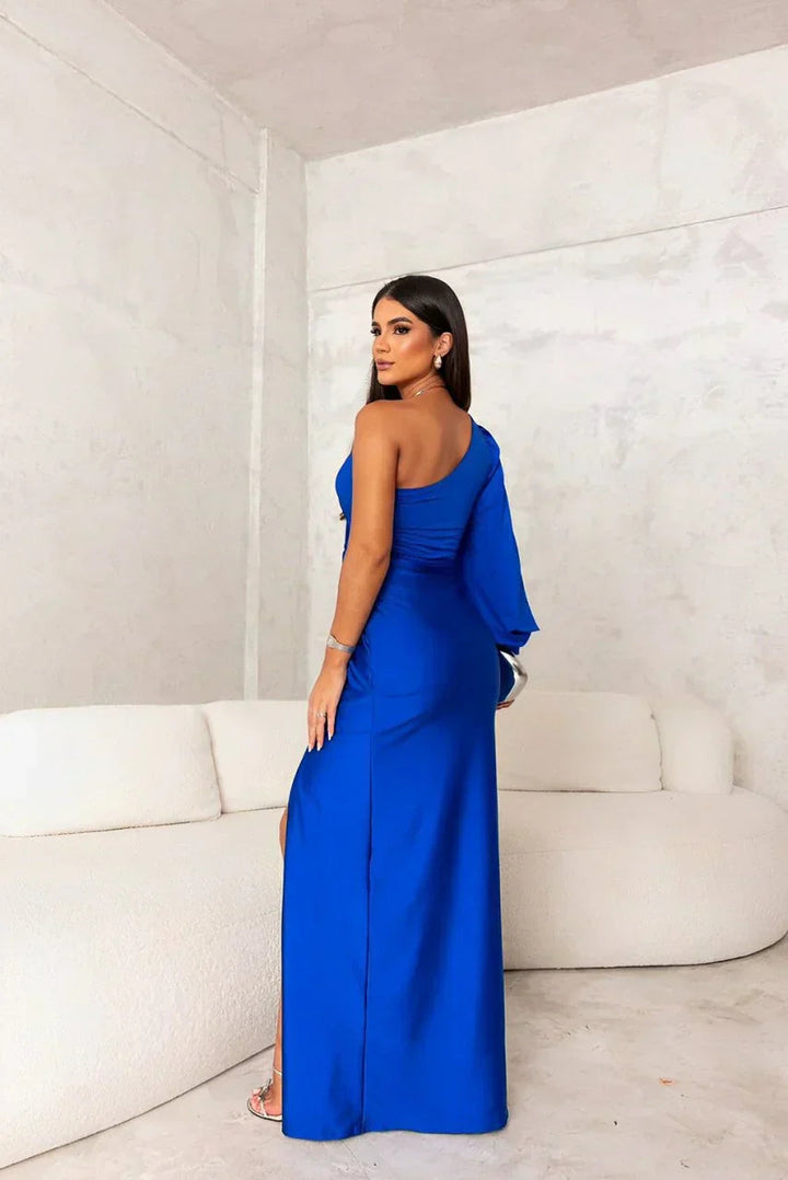 Evening Gown | One-Shoulder Design, Flowing Sleeves 7