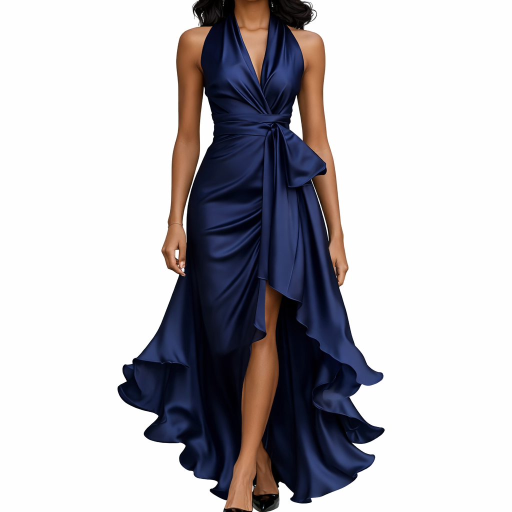 Gown | Plunging Halter Neckline, High-Low Hemline 0