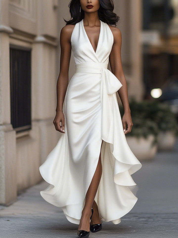 Gown | Plunging Halter Neckline, High-Low Hemline 12
