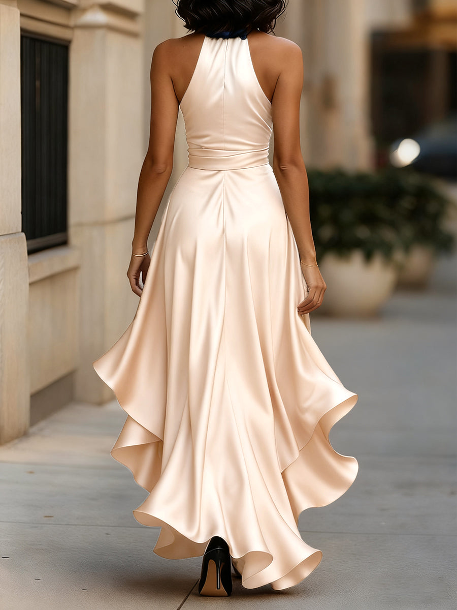 Gown | Plunging Halter Neckline, High-Low Hemline 6