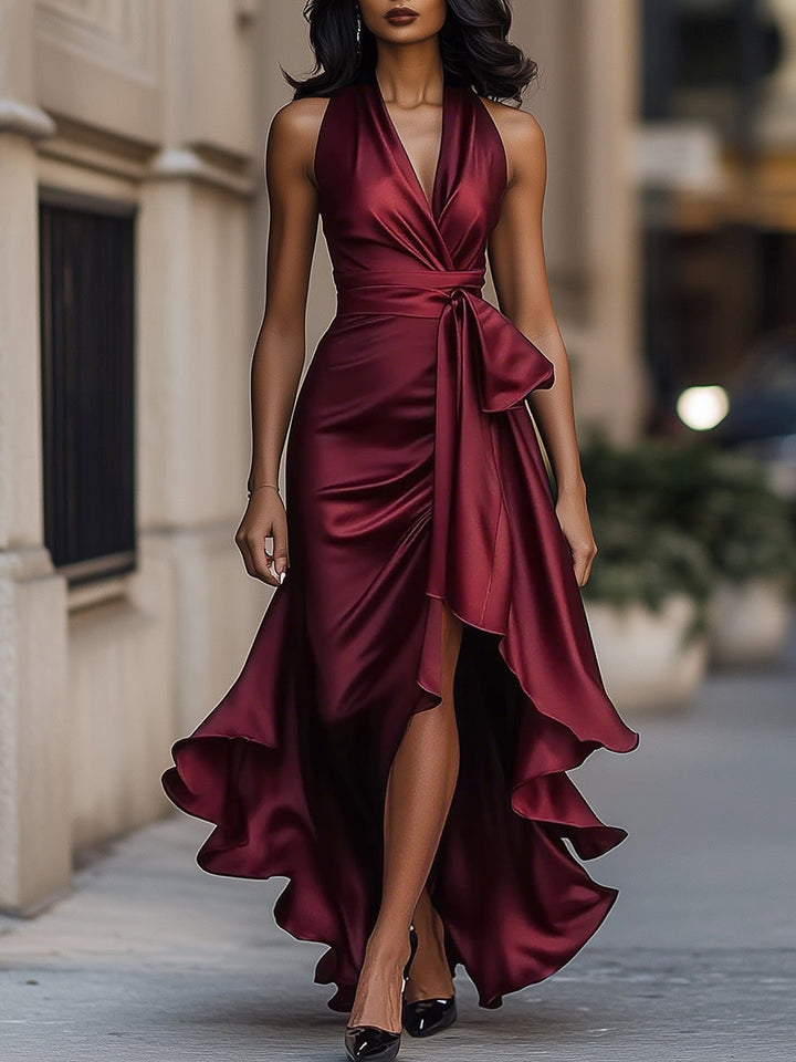 Gown | Plunging Halter Neckline, High-Low Hemline 7
