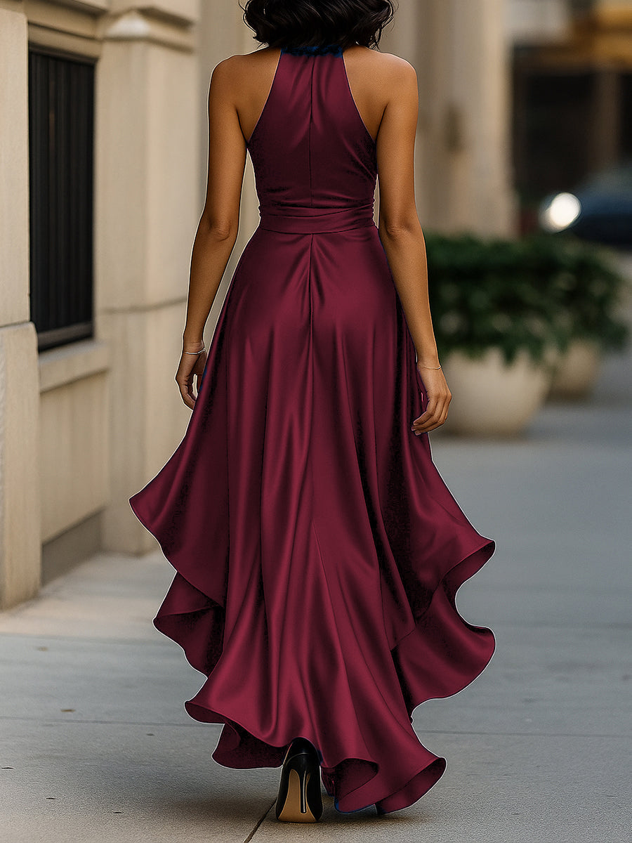Gown | Plunging Halter Neckline, High-Low Hemline 8