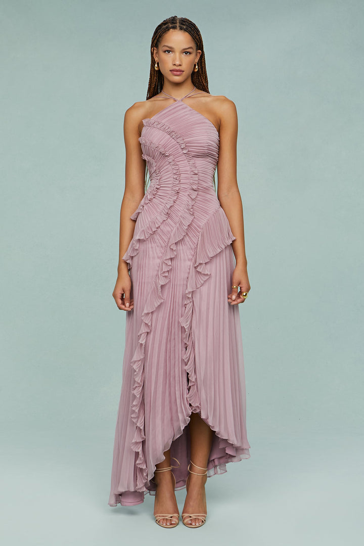Halter Dress | Flowing Silhouette, Draped Pleats 0