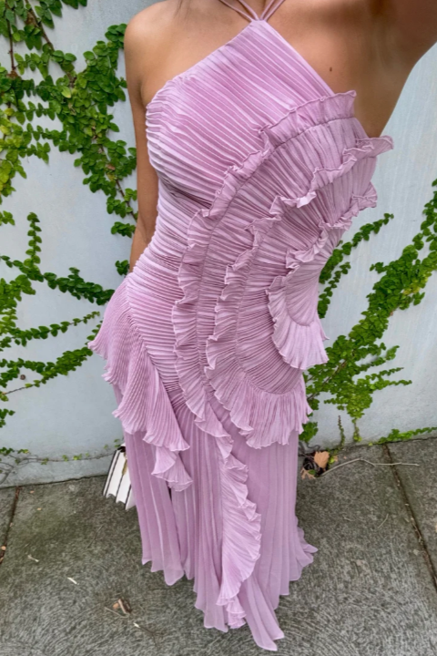 Halter Dress | Flowing Silhouette, Draped Pleats 2
