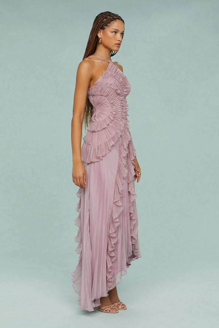 Halter Dress | Flowing Silhouette, Draped Pleats 4
