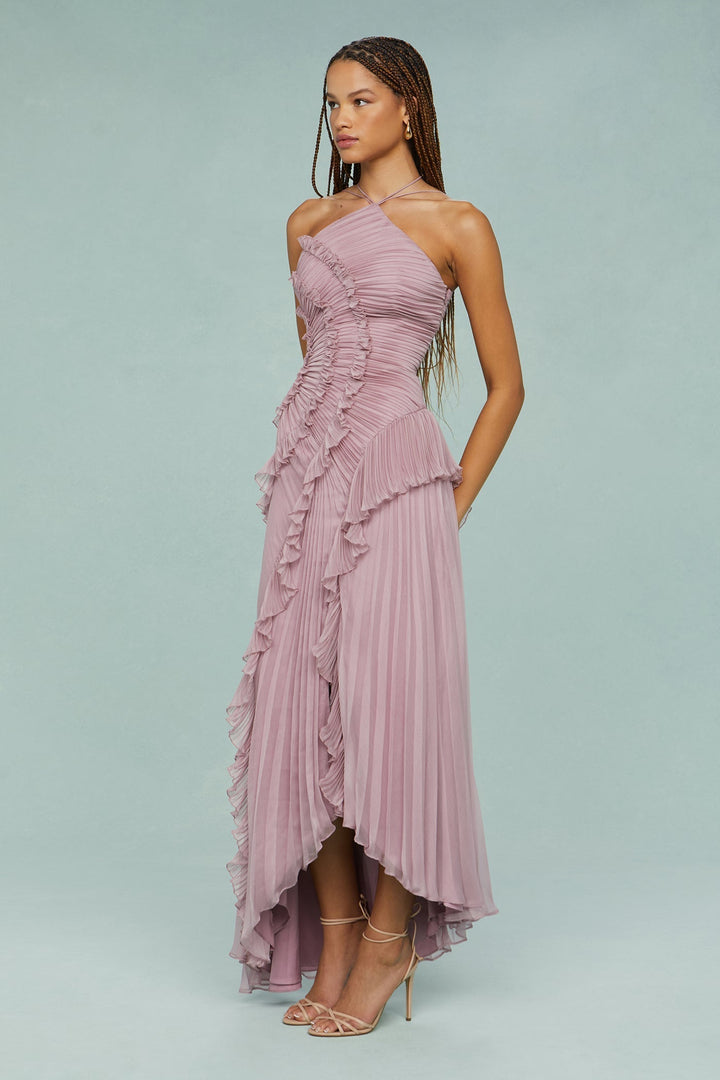 Halter Dress | Flowing Silhouette, Draped Pleats 5