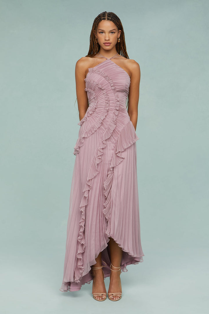Halter Dress | Flowing Silhouette, Draped Pleats 7