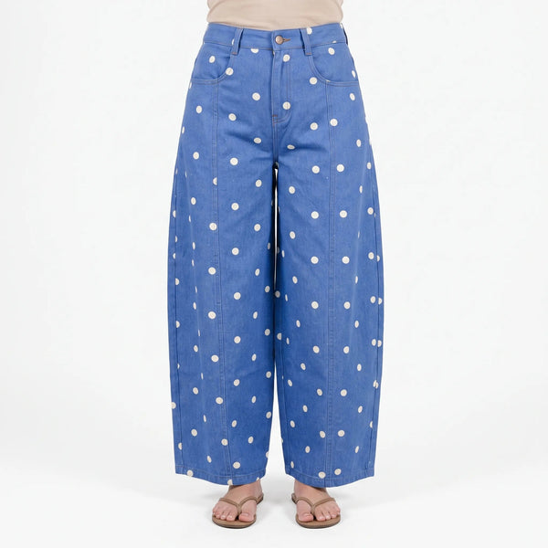 Jeans | High Waist, Barrel Leg, Polka Dot Pattern 0