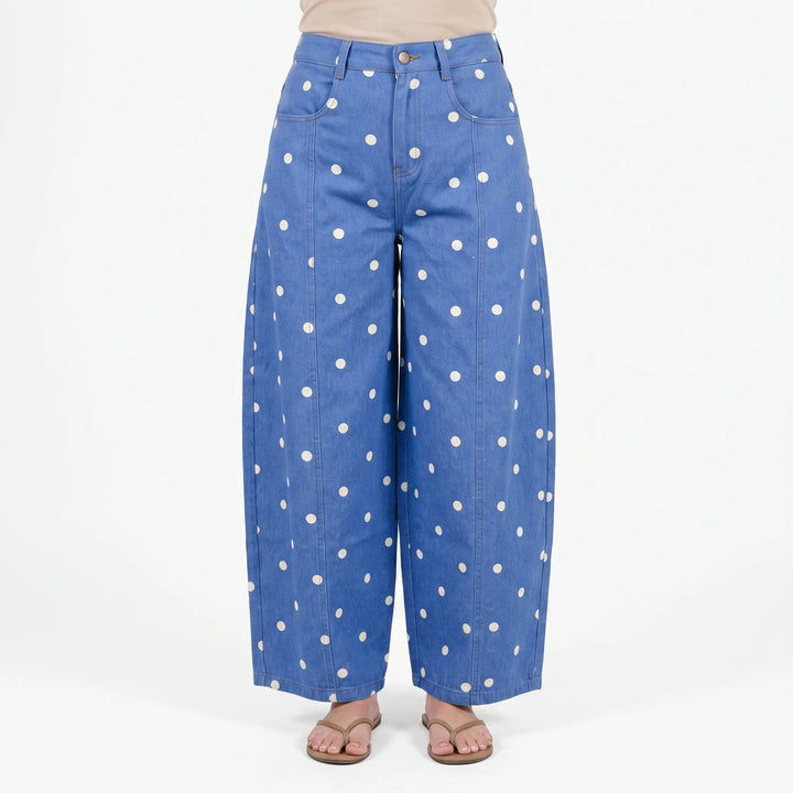 Jeans | High Waist, Barrel Leg, Polka Dot Pattern 0