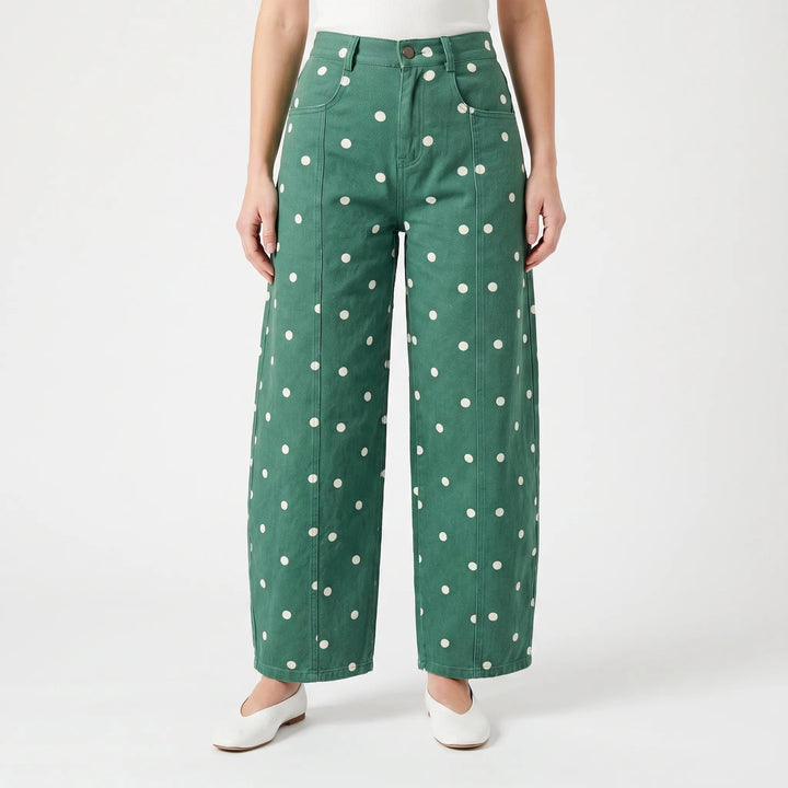 Jeans | High Waist, Barrel Leg, Polka Dot Pattern 2