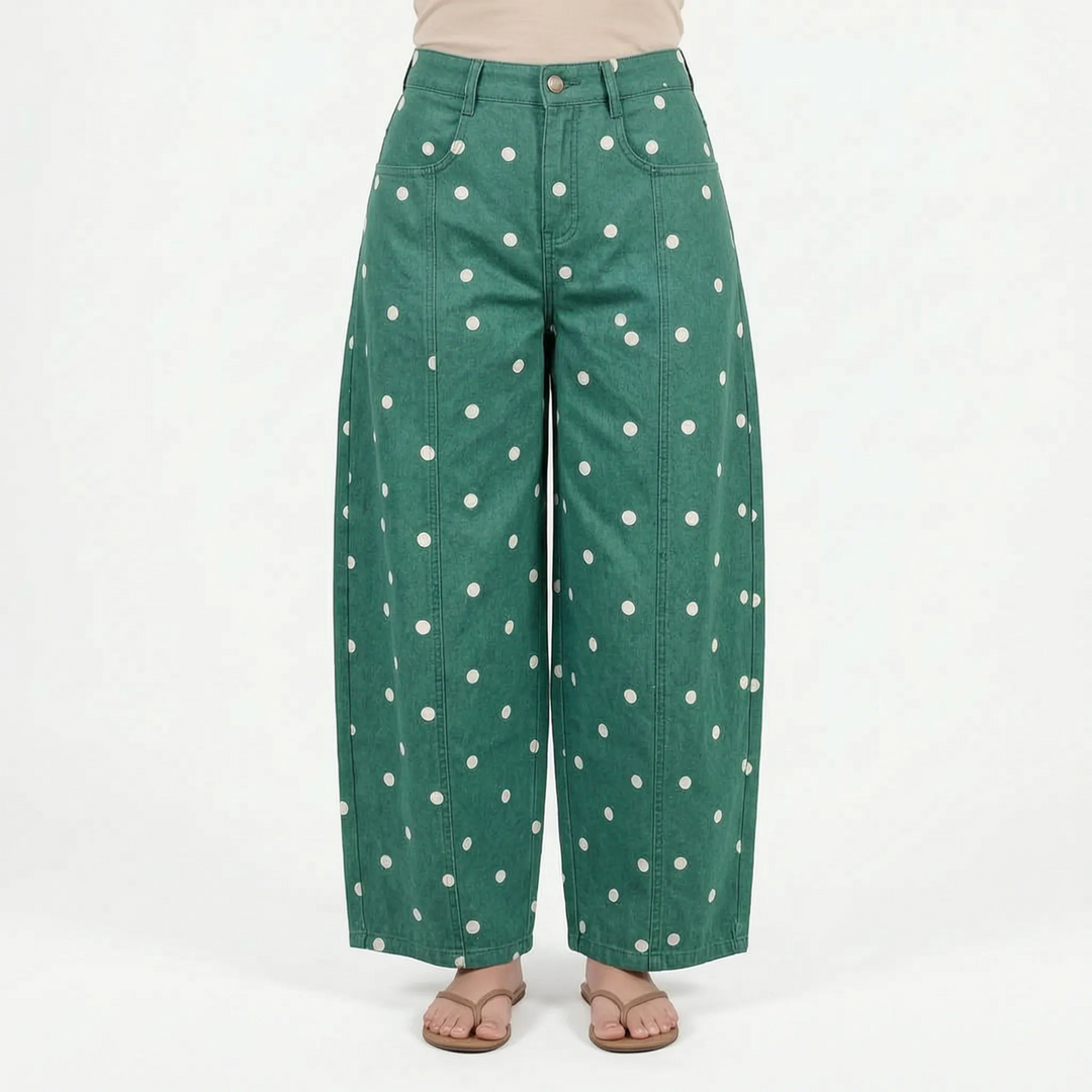 Jeans | High Waist, Barrel Leg, Polka Dot Pattern 4