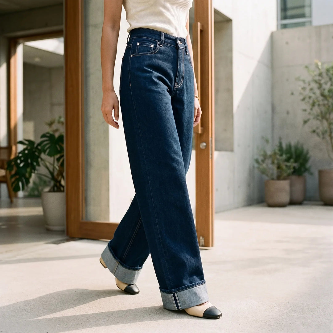 Jeans | High Waist, Wide Leg with Rolled Cuffs 1