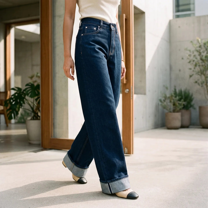 Jeans | High Waist, Wide Leg with Rolled Cuffs 1