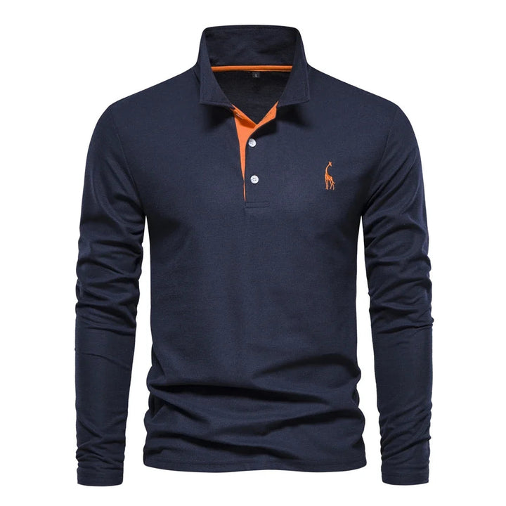 Long-Sleeved Polo Shirt | Classic Collar, Embroidered Detail 0