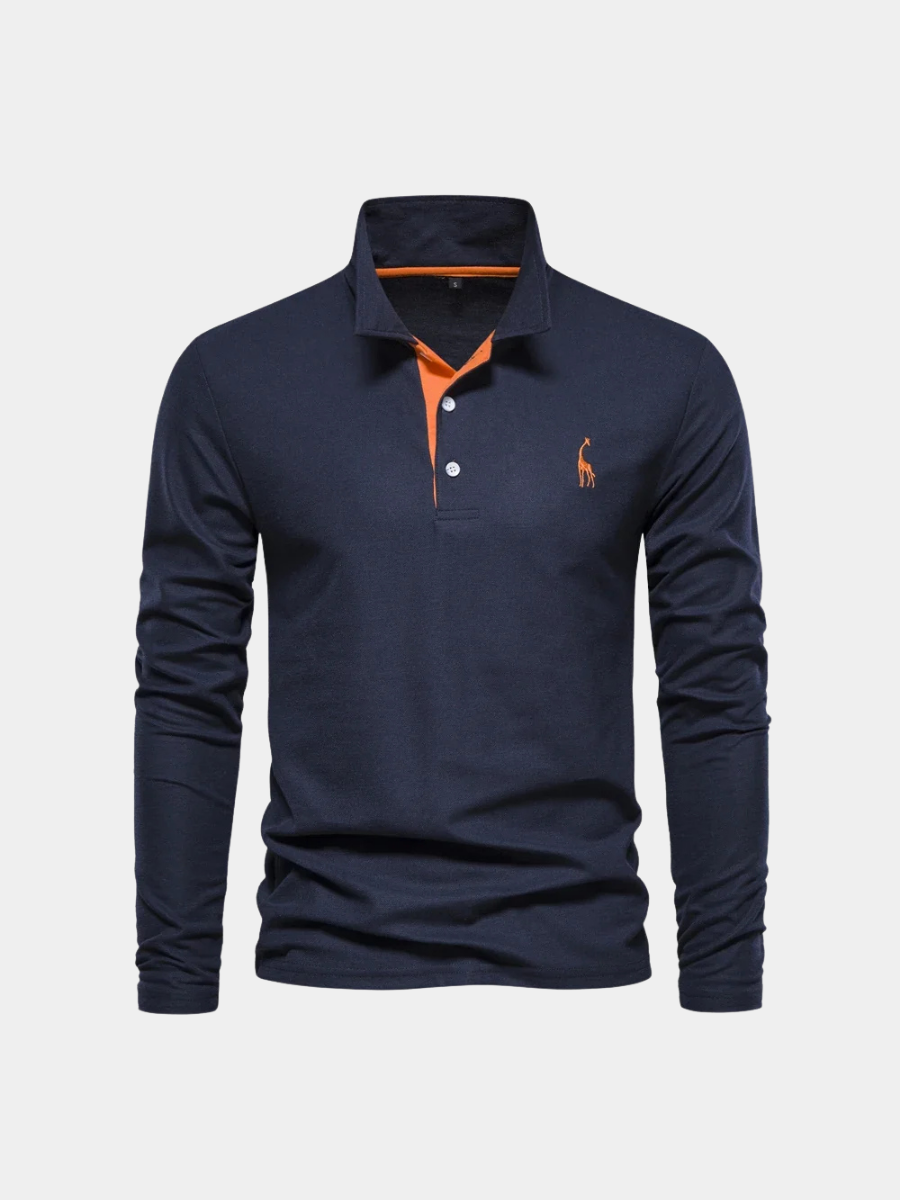 Long-Sleeved Polo Shirt | Classic Collar, Embroidered Detail 1