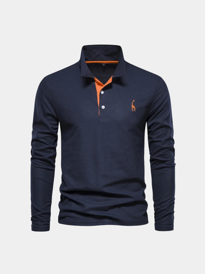 Long-Sleeved Polo Shirt | Classic Collar, Embroidered Detail 1