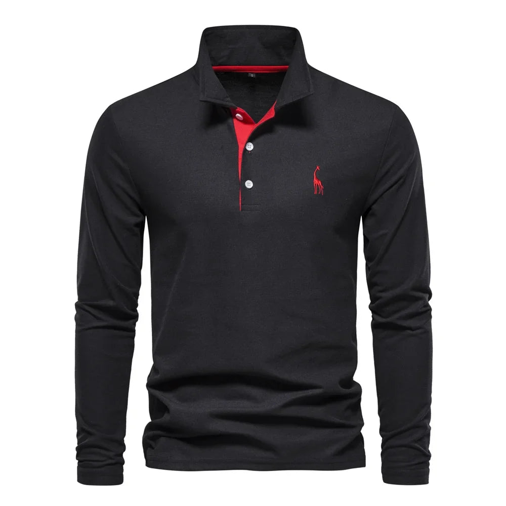 Long-Sleeved Polo Shirt | Classic Collar, Embroidered Detail 4