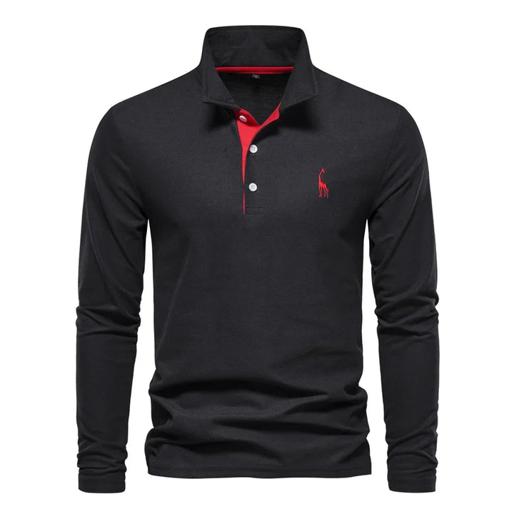 Long-Sleeved Polo Shirt | Classic Collar, Embroidered Detail 4