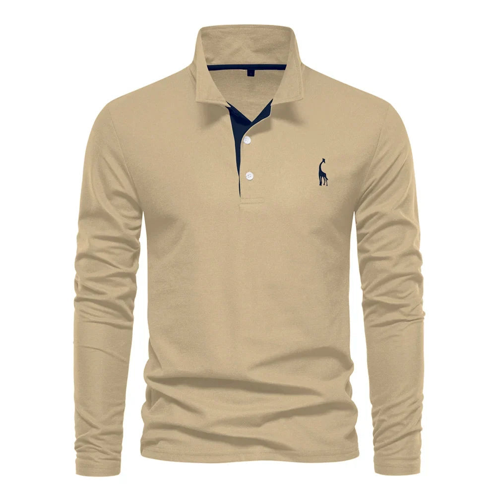 Long-Sleeved Polo Shirt | Classic Collar, Embroidered Detail 5