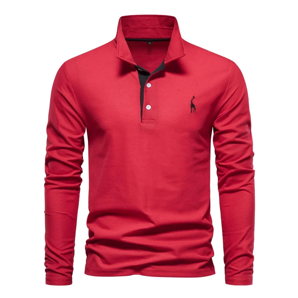 Long-Sleeved Polo Shirt | Classic Collar, Embroidered Detail 6