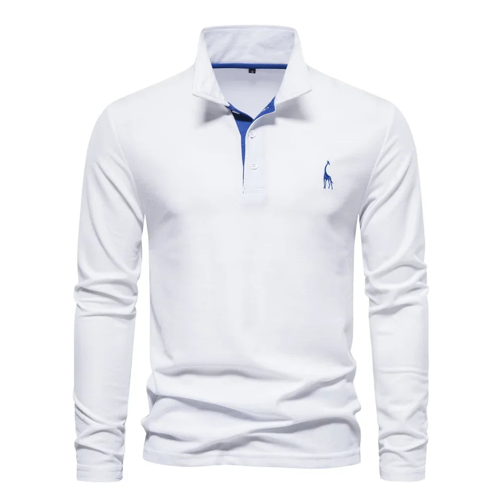 Long-Sleeved Polo Shirt | Classic Collar, Embroidered Detail 7