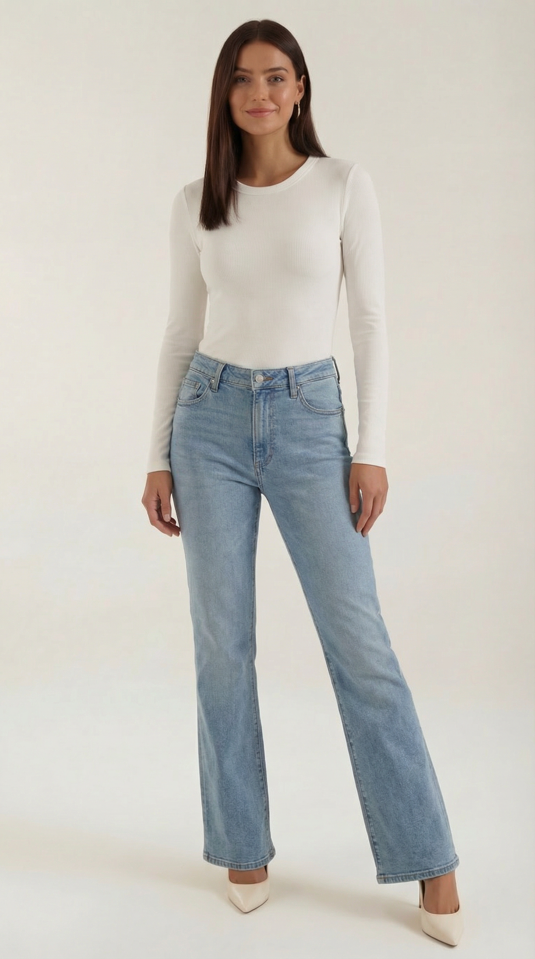 Long Sleeve Top | Ribbed Fabric, Crew Neckline 0