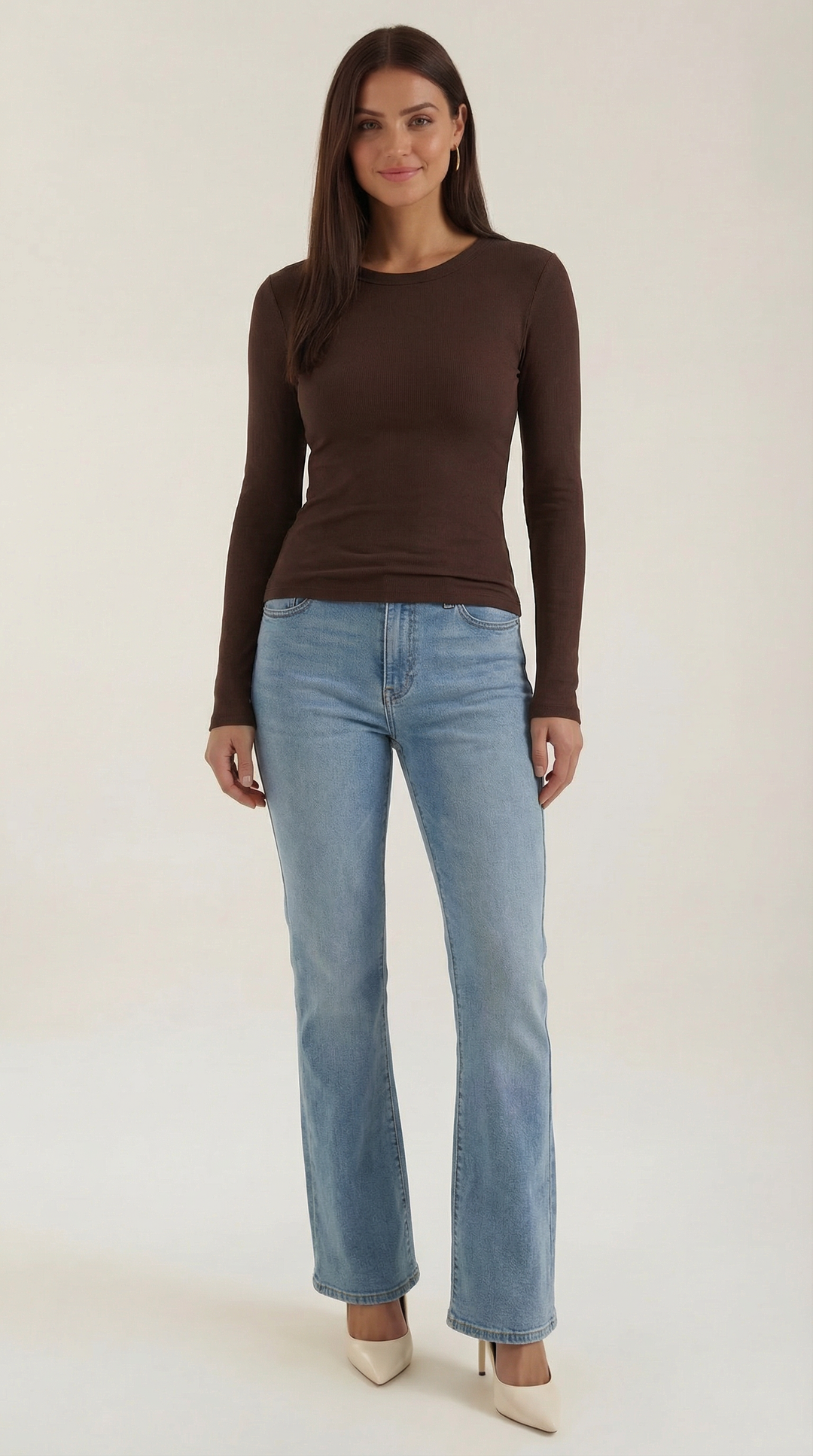 Long Sleeve Top | Ribbed Fabric, Crew Neckline 10