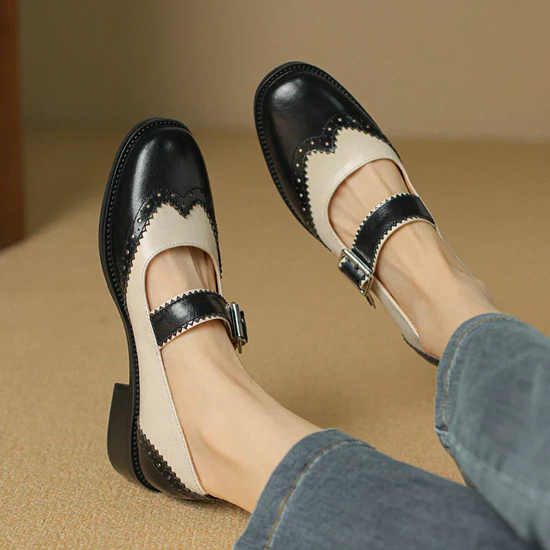 Mary Jane Shoes | Two-Tone Design, T-Strap Closure 0