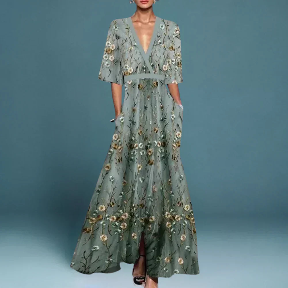 Maxi Dress | Floral Pattern, Flowing Silhouette 0