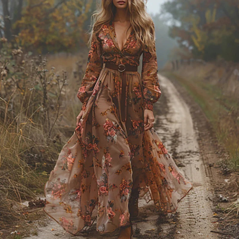 Maxi Dress | Floral Print, Pleated Silhouette 3