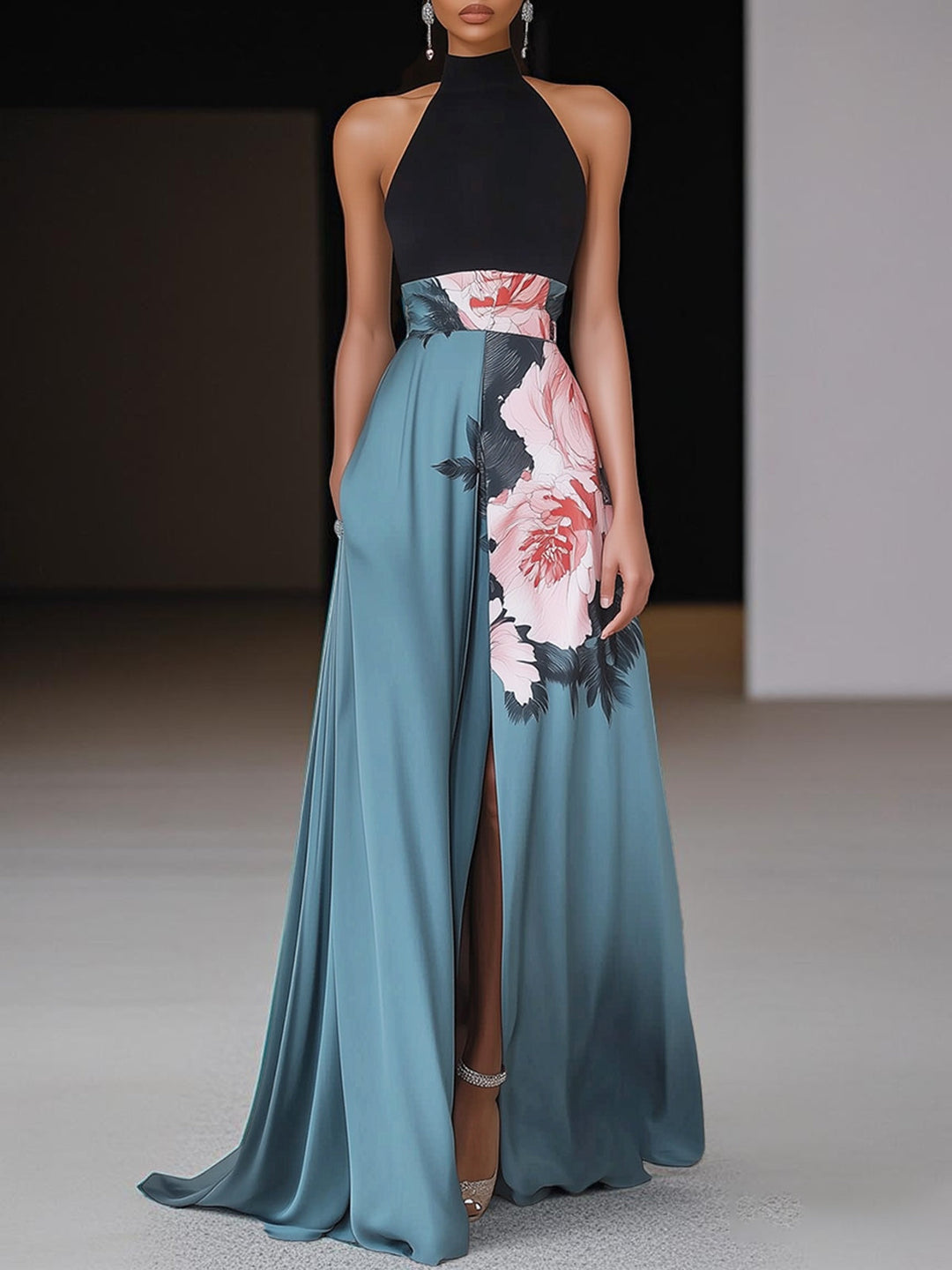 Maxi Dress | Floral Print, Side Slit 0
