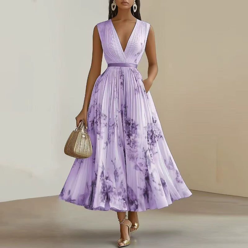Maxi Dress | Long Sleeve, Floral Pleated Design 3