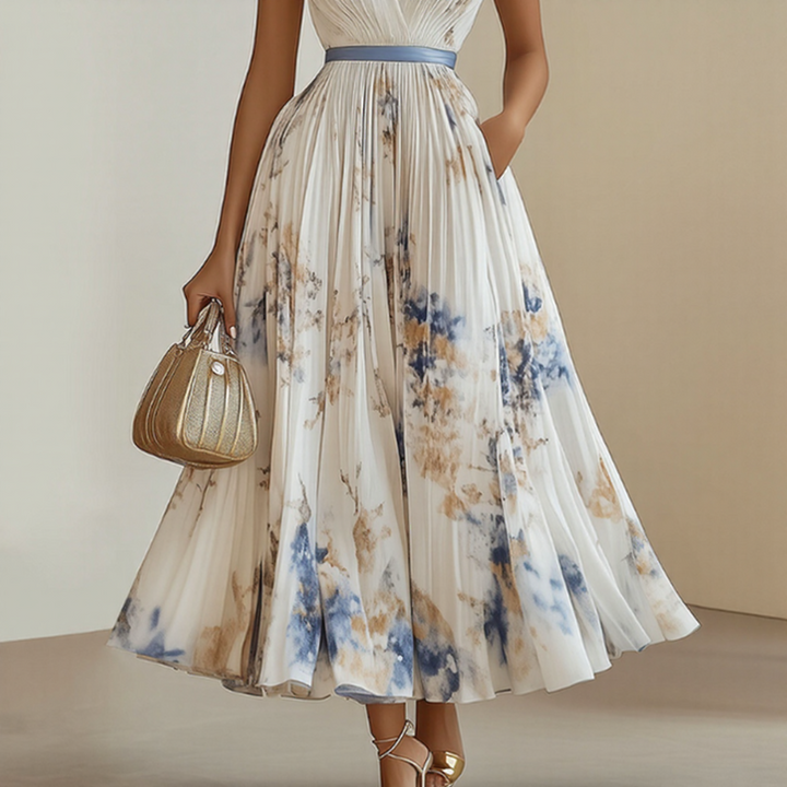 Maxi Dress | Long Sleeve, Floral Pleated Design 8