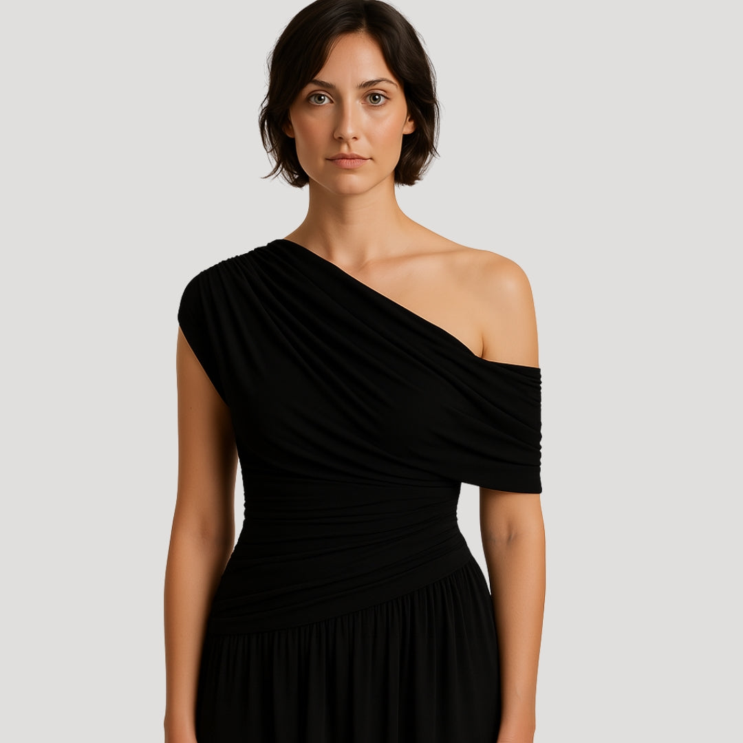 Maxi Dress | One-Shoulder Design, Ruched Detailing 2