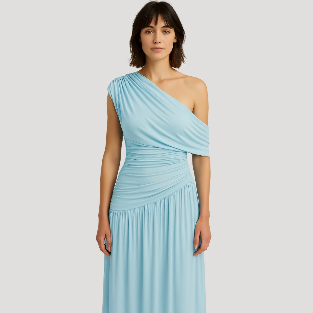 Maxi Dress | One-Shoulder Design, Ruched Detailing 5