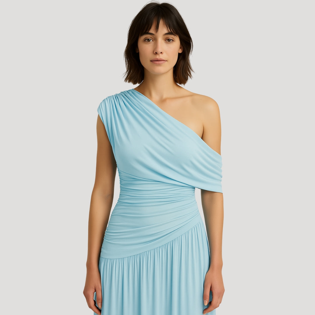 Maxi Dress | One-Shoulder Design, Ruched Detailing 6
