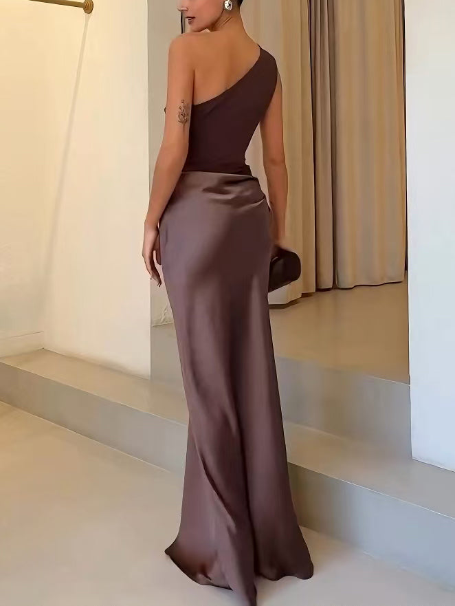 Maxi Dress | One-Shoulder Neckline, Pleated Design 6