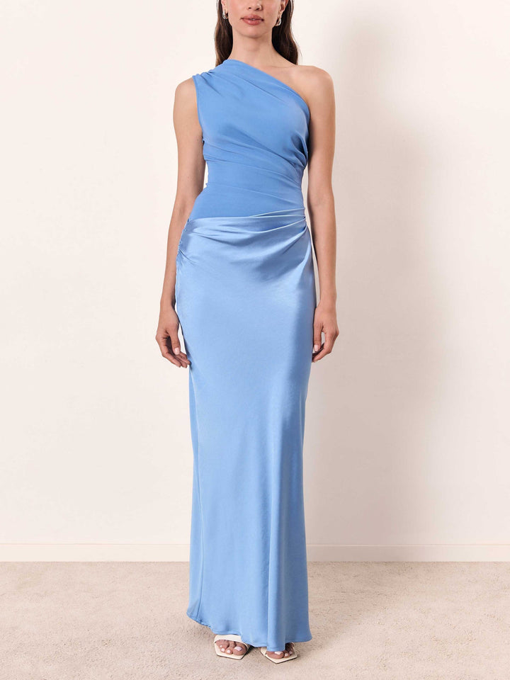 Maxi Dress | One-Shoulder Neckline, Pleated Design 8