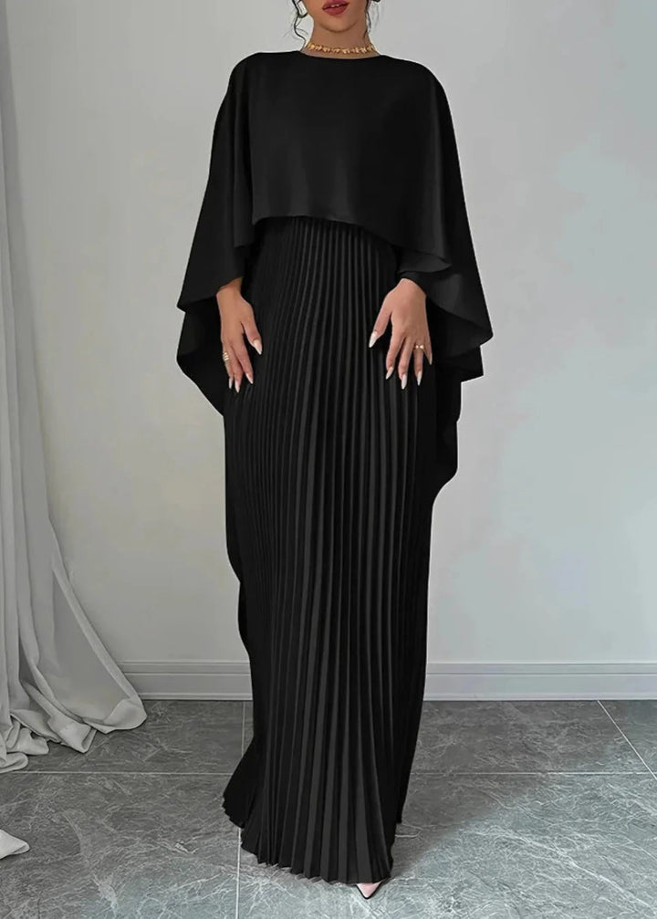 Maxi Dress | Pleated Skirt, Cape Overlay 4