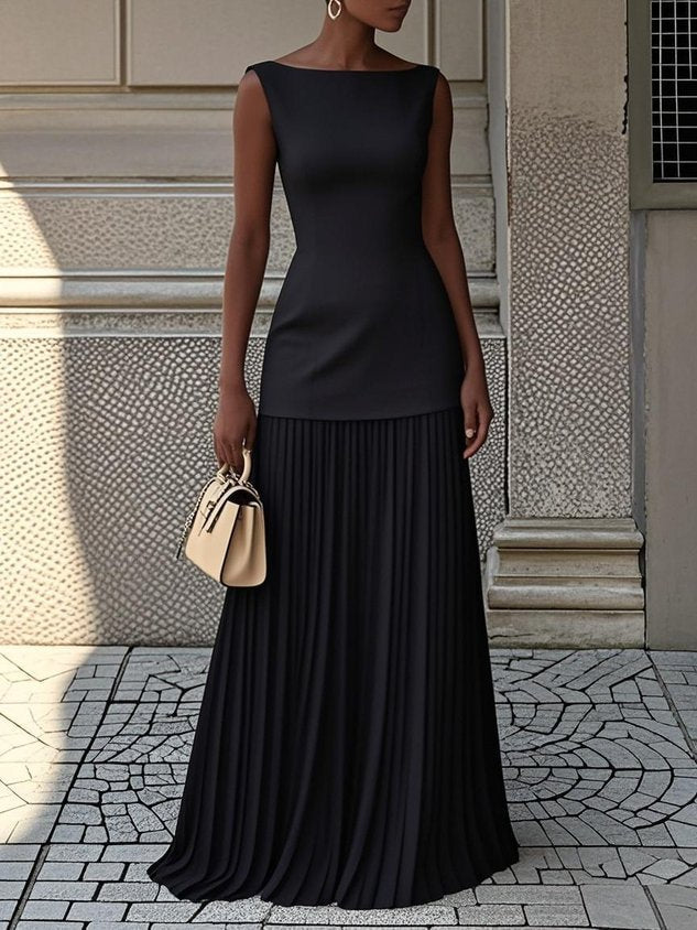 Maxi Dress | Sleeveless Bodice, Pleated Skirt 2