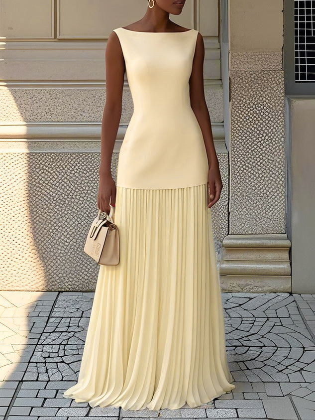 Maxi Dress | Sleeveless Bodice, Pleated Skirt 4