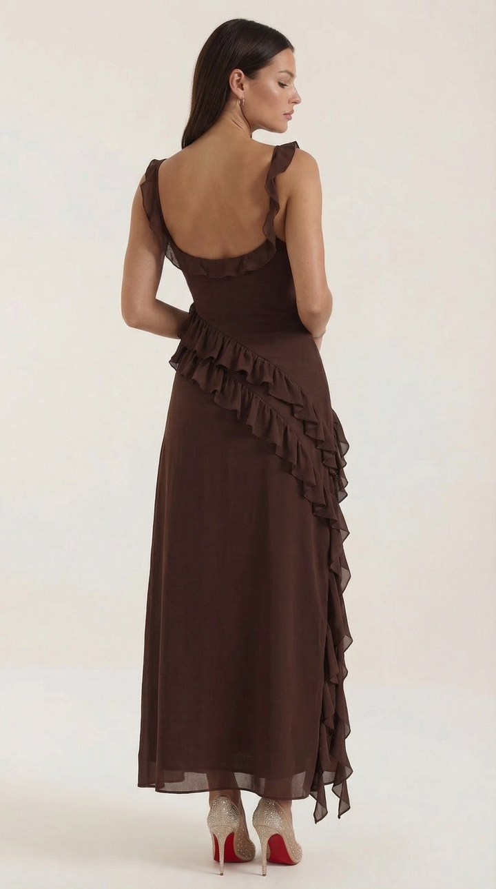 Maxi Dress | Square Neckline, Ruffle-Trimmed Straps 3